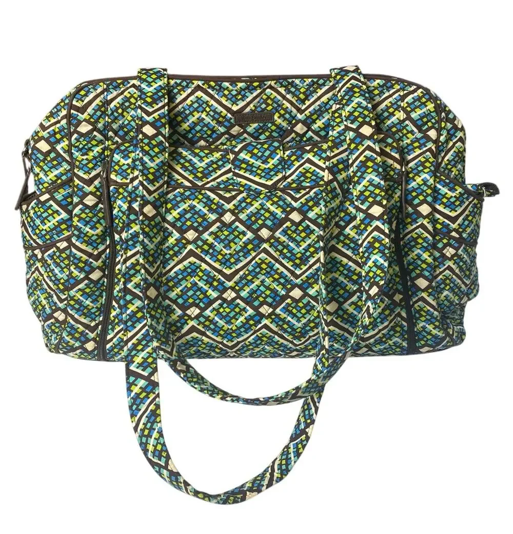 Vera Bradley Blue Green Brown and White Quilted Diaper Bag